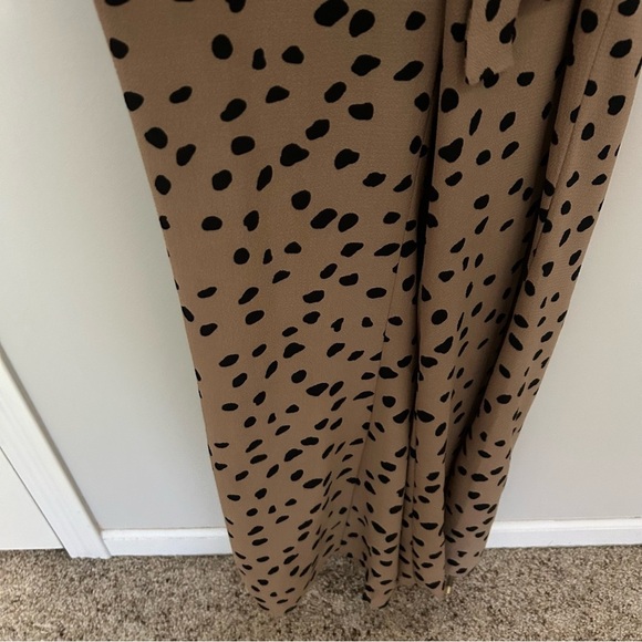 Blue Rain Black and Tan Wide Leg Animal Print Belted Jumpsuit Size XS - Picture 4 of 7